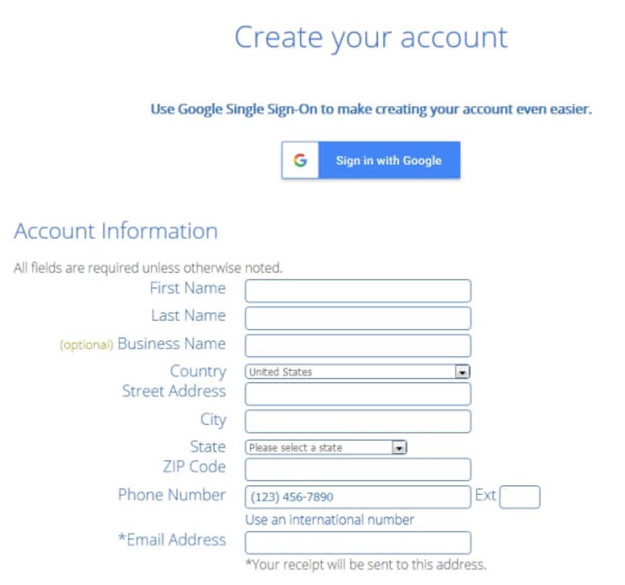 create an account - bluehost