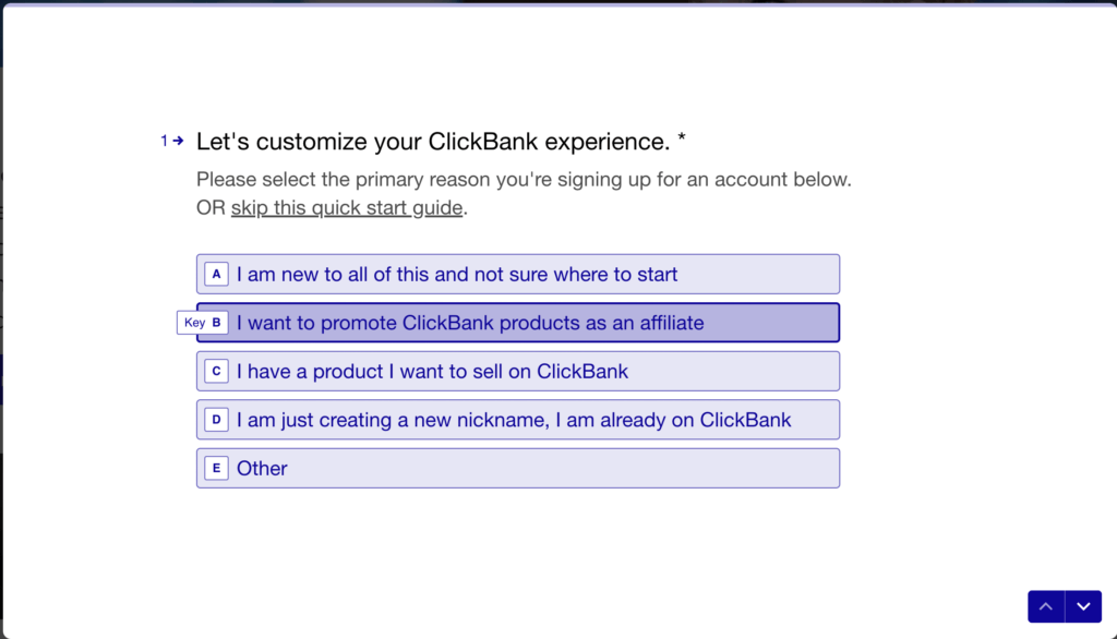 ClickBank questionnaire