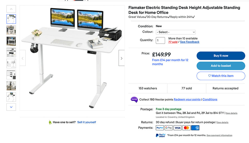 Ebay Standing Desk Example