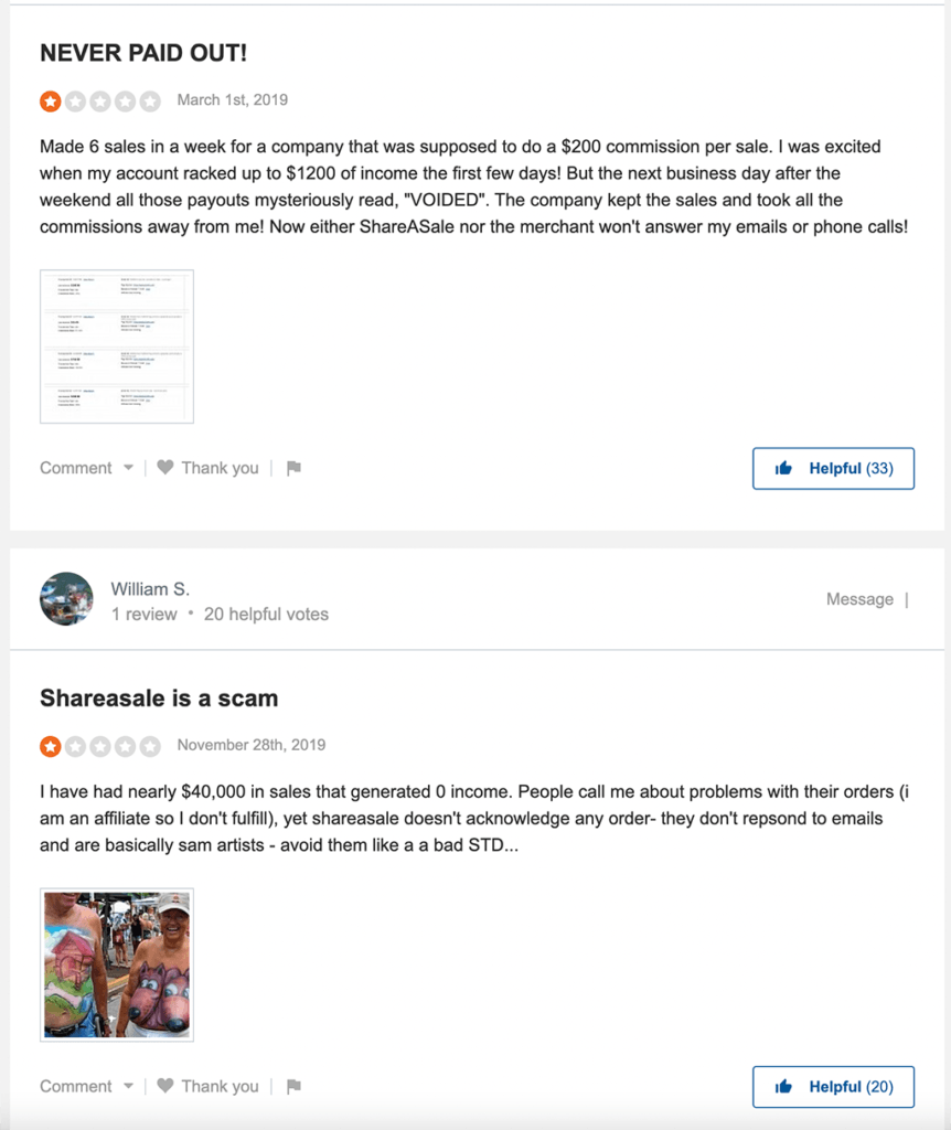 ShareASale Negative Reviews