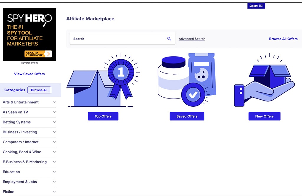ClickBank Marketplace Screenshot
