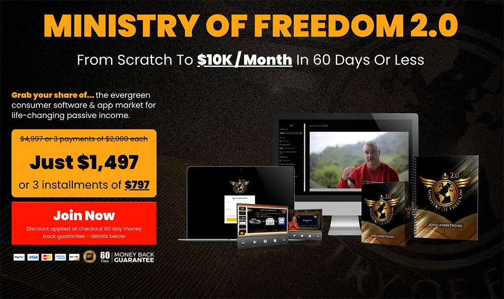 Ministry of Freedom Review - landing page - Smart Passive Income Success - Smart Passive Income Success