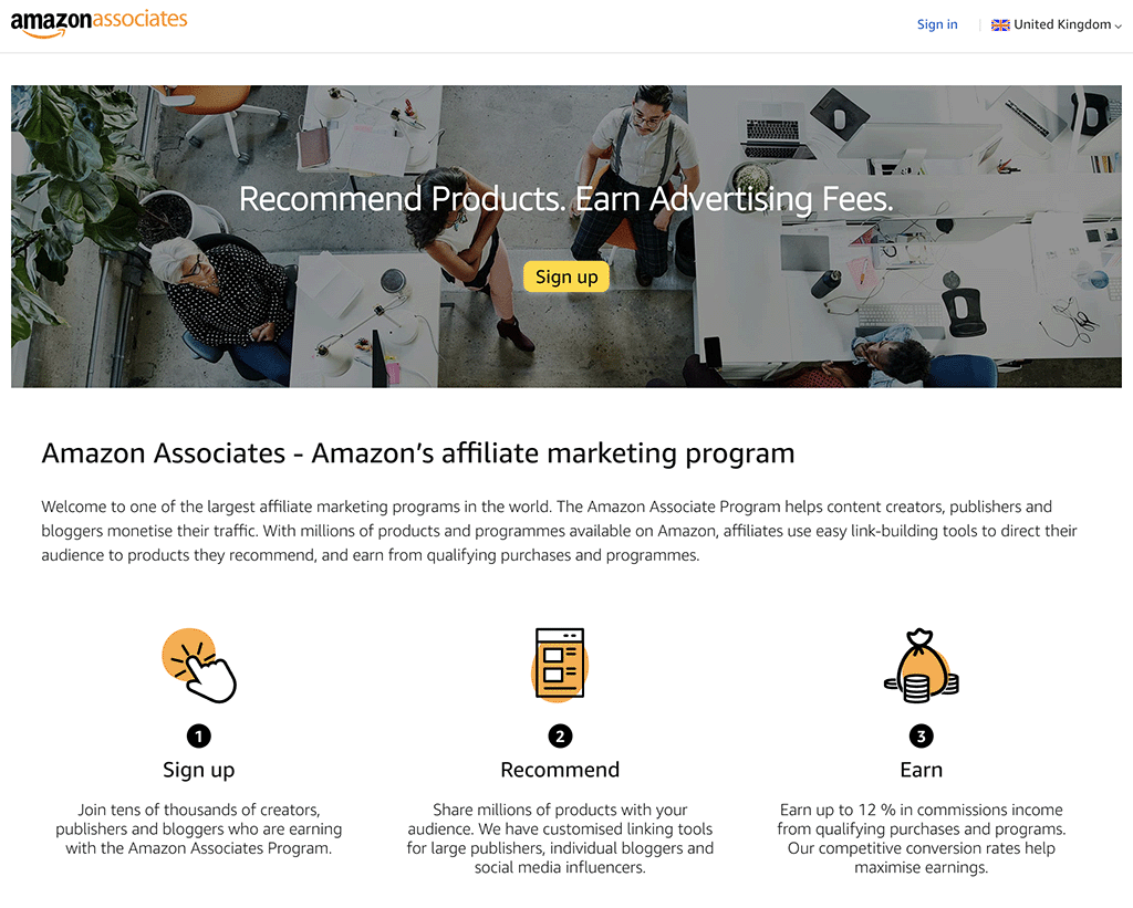 amazon-associates-signup-page