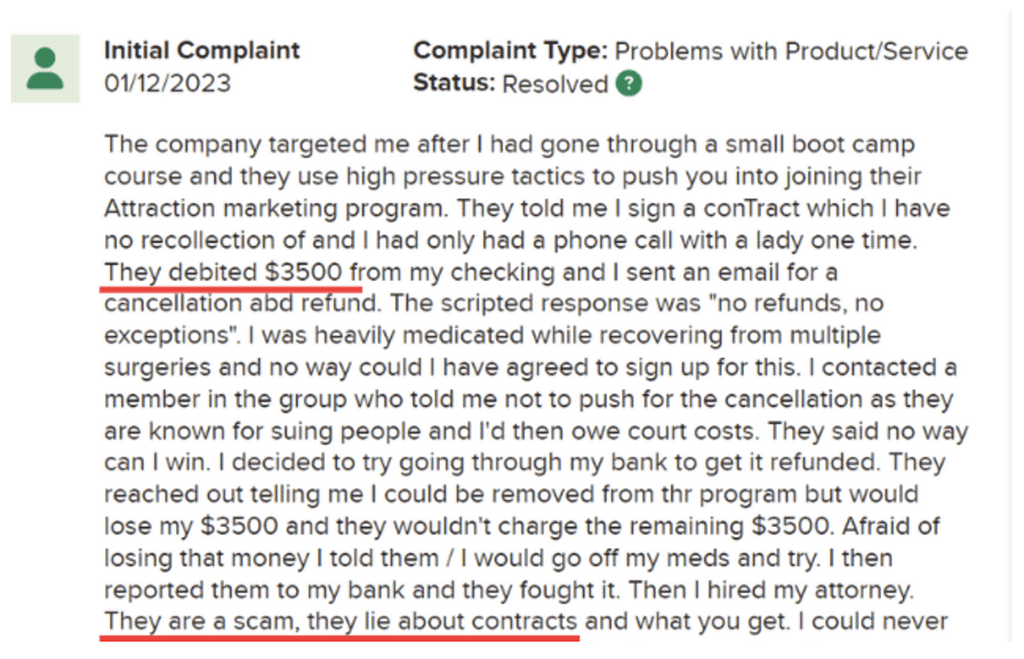 Elite Marketing Pro Review Complaint 2