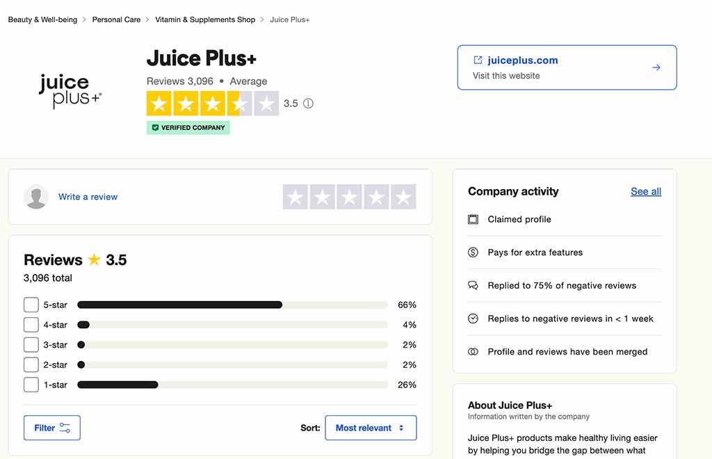 juice-plus-trustpilot-profile