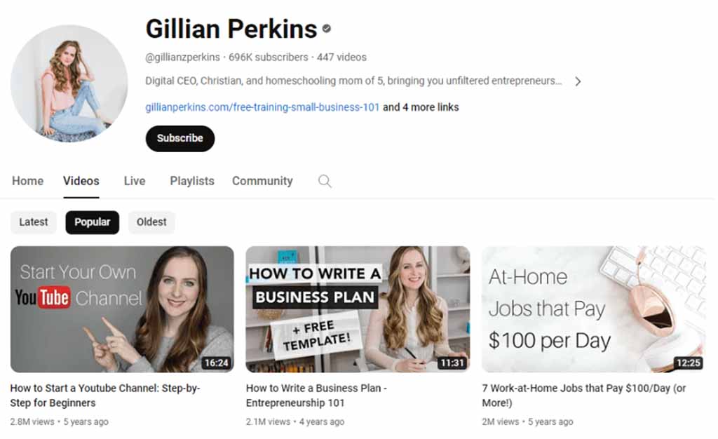 gillian-perkins-youtube-channel